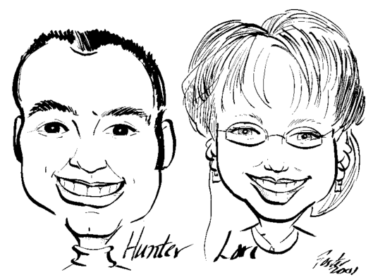 Caricature of Hunter and Lori